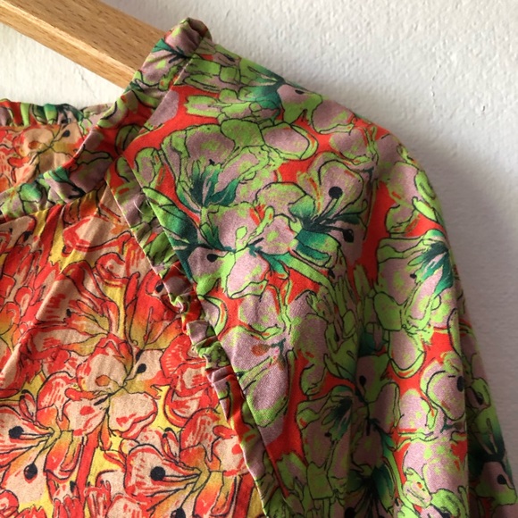 Roopa Pemmaraju Vivi Floral Patchwork Peplum Peasant Blouse Anthropologie Medium - Picture 9 of 15